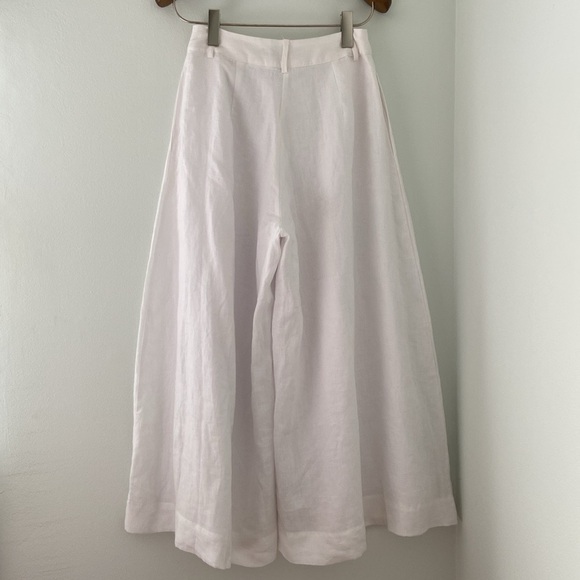 BCBGMaxAzria Maelyn Wide Leg Linen Crop Pants Palazzo White XS 25 - Picture 4 of 17